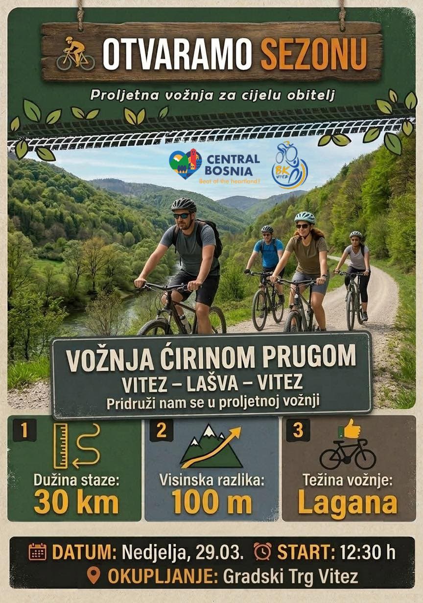 Biciklistički klub “Vitez” poziva na otvorenje sezone i proljetnu biciklističku vožnju